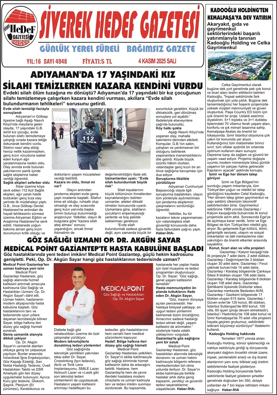 04.11.2025 Tarihli Gazetemiz