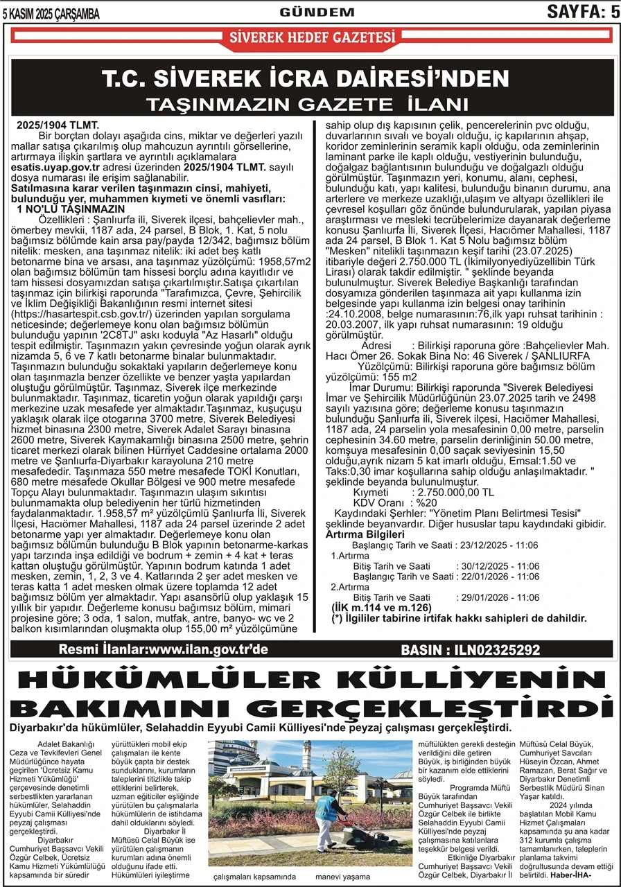 05.11.2025 Tarihli Gazetemiz