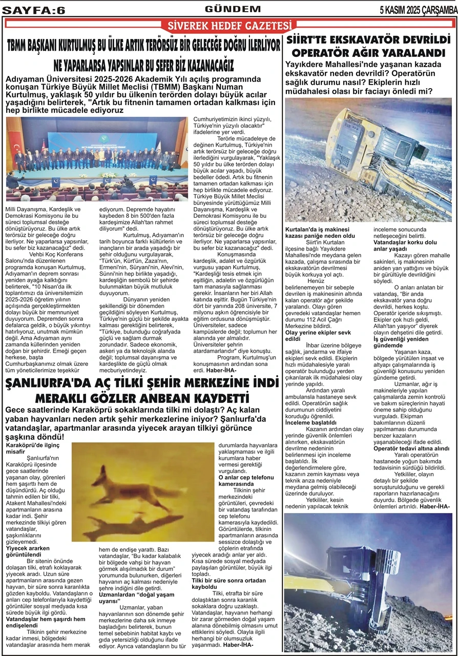 05.11.2025 Tarihli Gazetemiz
