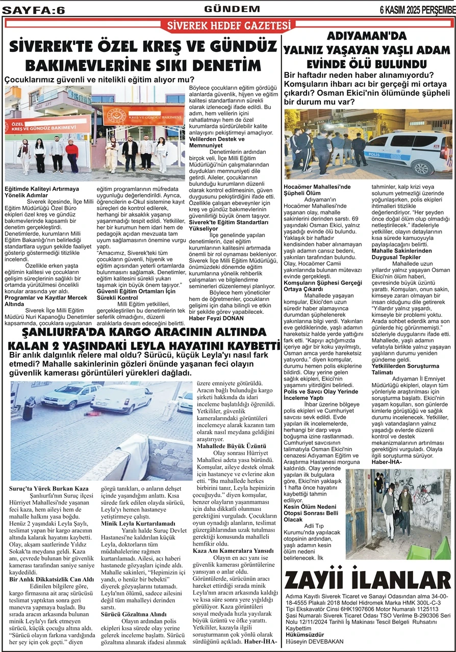 06.11.2025 Tarihli Gazetemiz