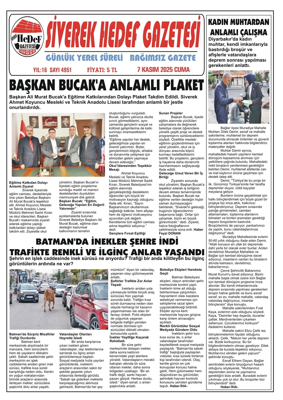 07.11.2025 Tarihli Gazetemiz
