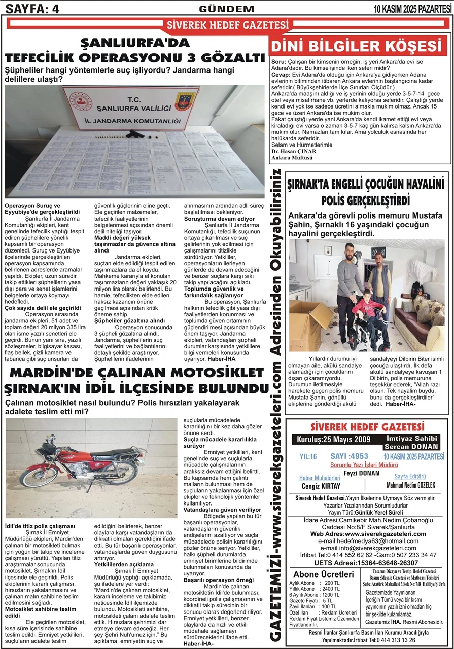 10.11.2025 Tarihli Gazetemiz