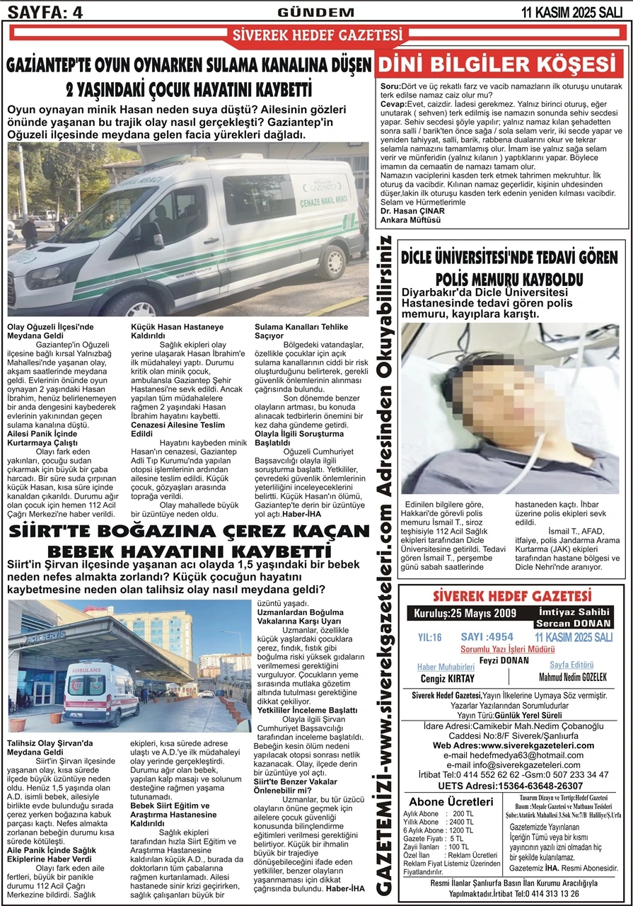 11.11.2025 Tarihli Gazetemiz
