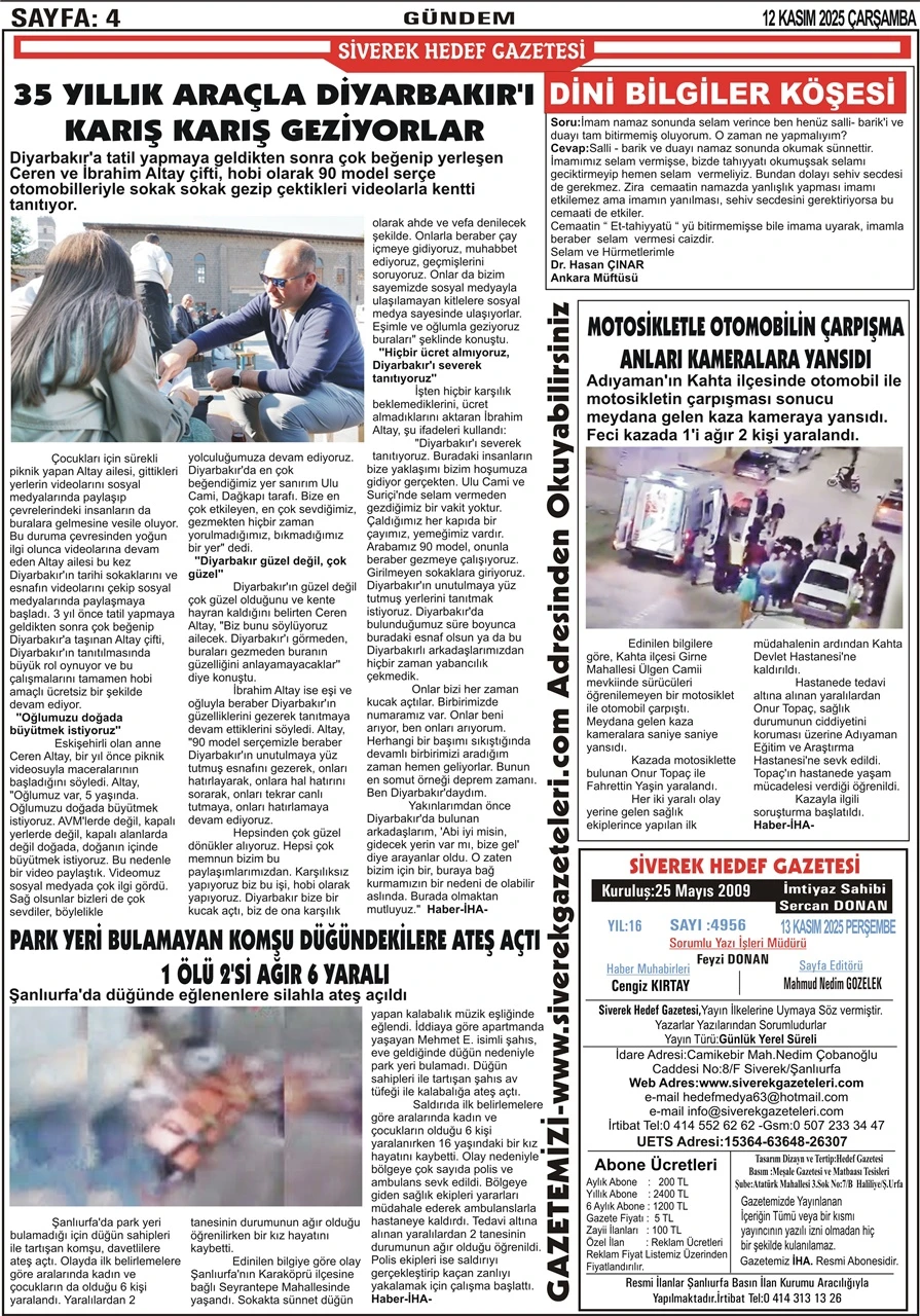 13.11.2025 Tarihli Gazetemiz