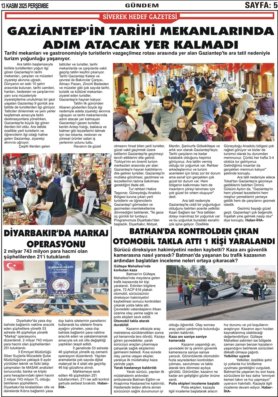 13.11.2025 Tarihli Gazetemiz