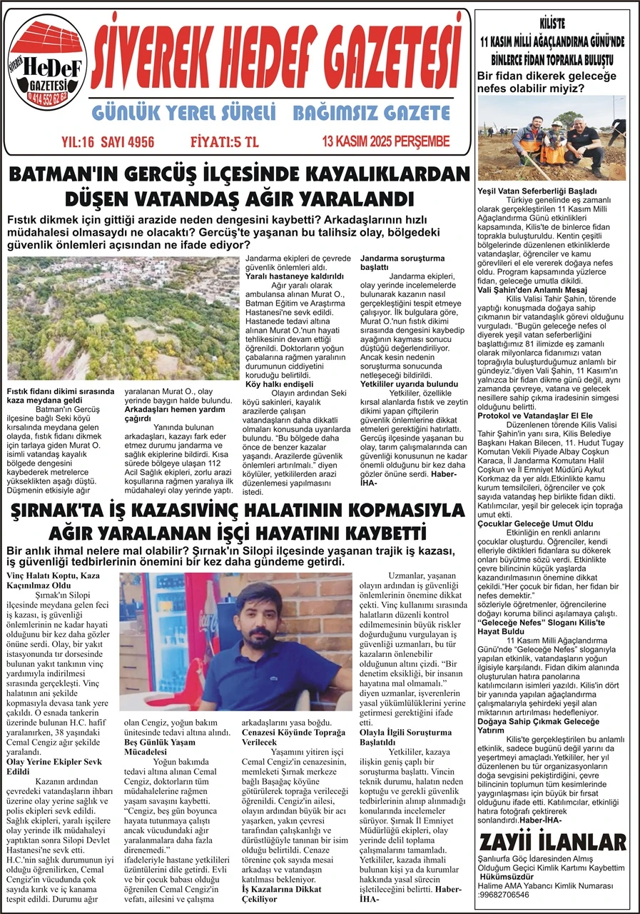 13.11.2025 Tarihli Gazetemiz