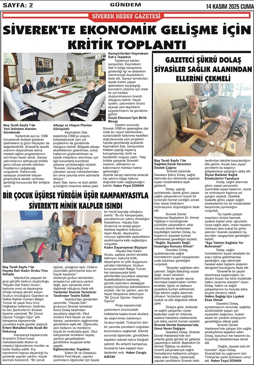 14.11.2025 Tarihli Gazetemiz