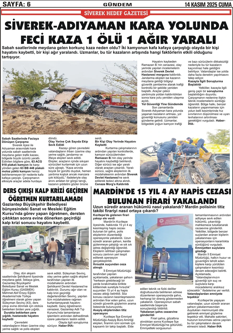 14.11.2025 Tarihli Gazetemiz