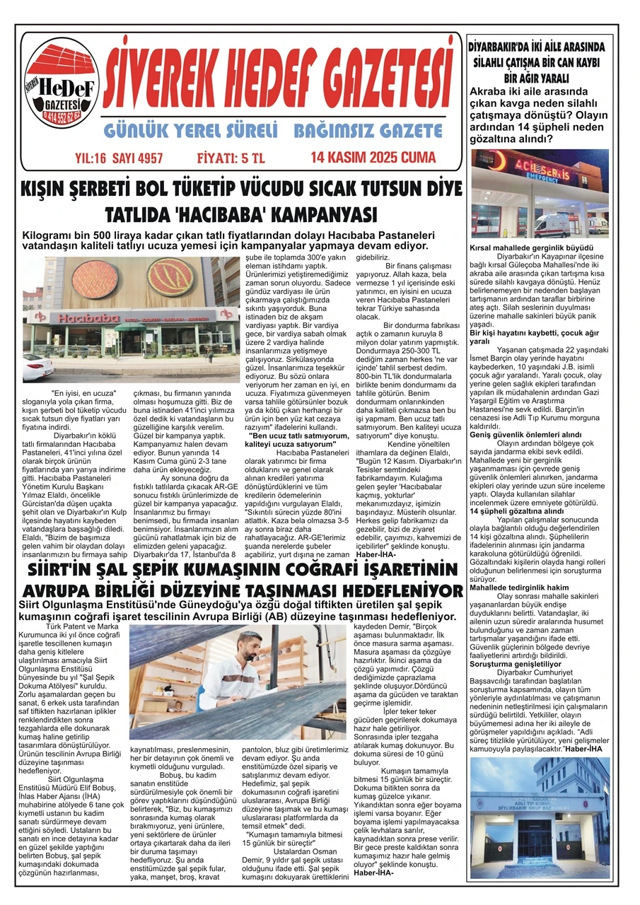 14.11.2025 Tarihli Gazetemiz