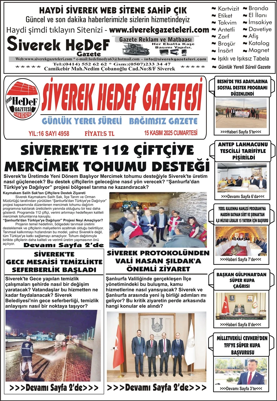15.11.2025 Tarihli Gazetemiz