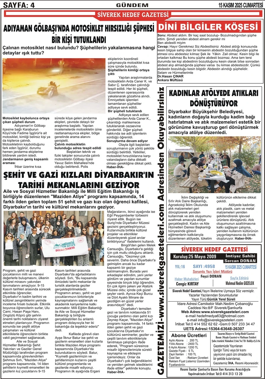 15.11.2025 Tarihli Gazetemiz