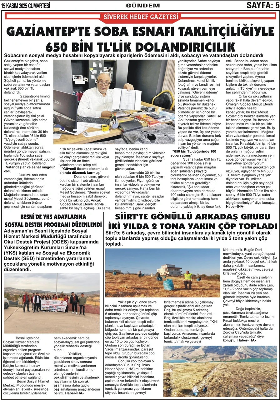 15.11.2025 Tarihli Gazetemiz