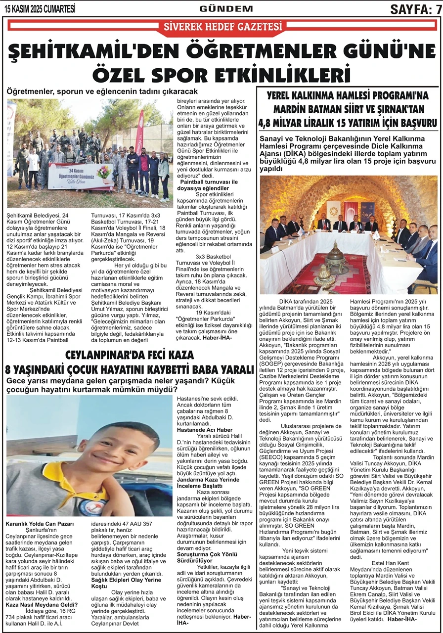 15.11.2025 Tarihli Gazetemiz