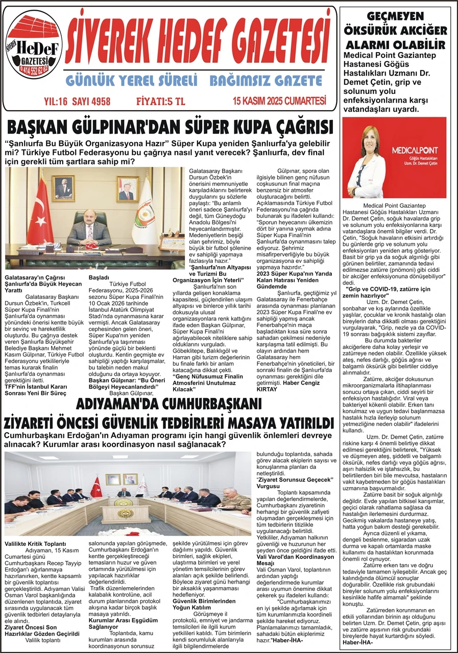 15.11.2025 Tarihli Gazetemiz