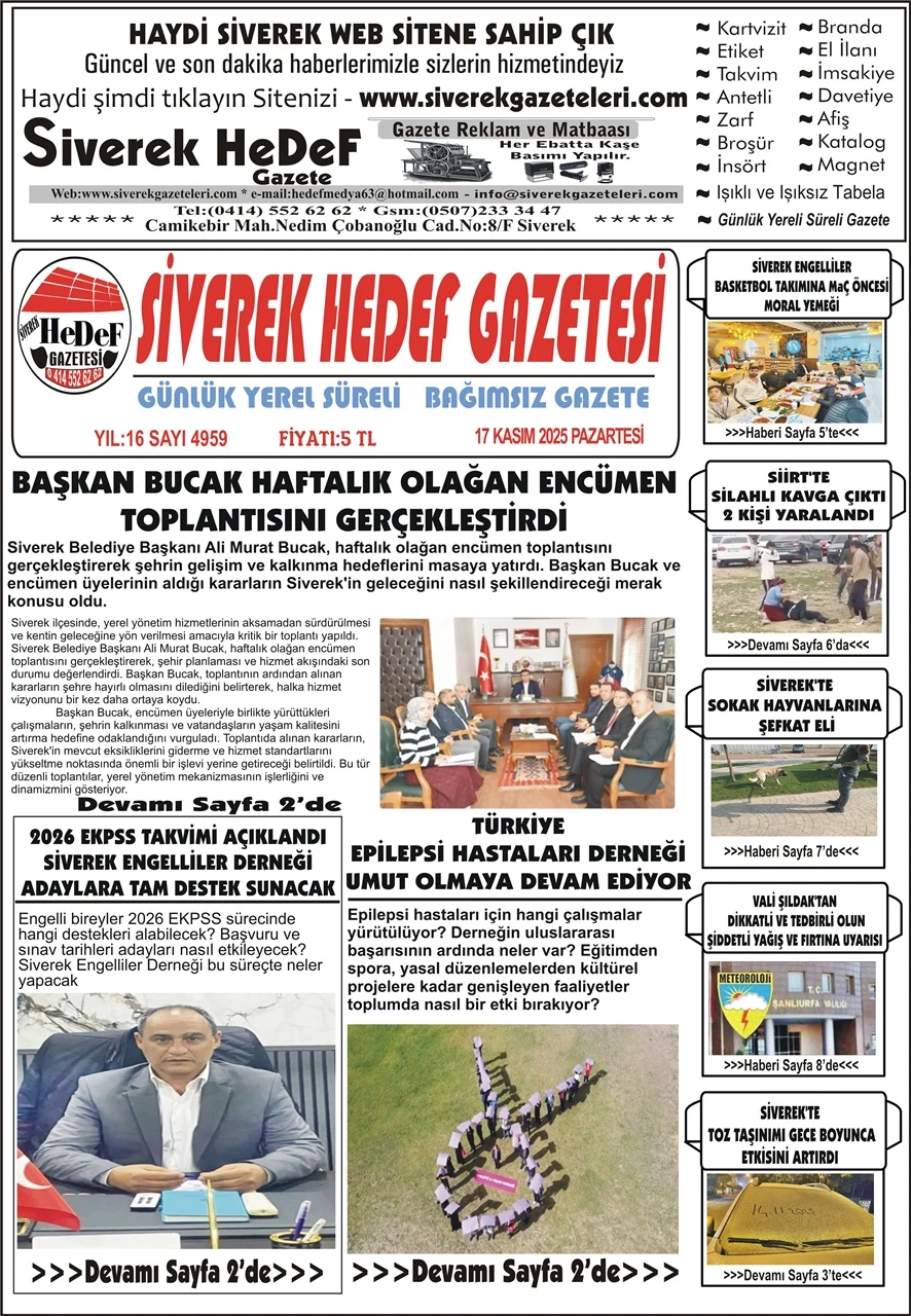 17.11.2025 Tarihli Gazetemiz