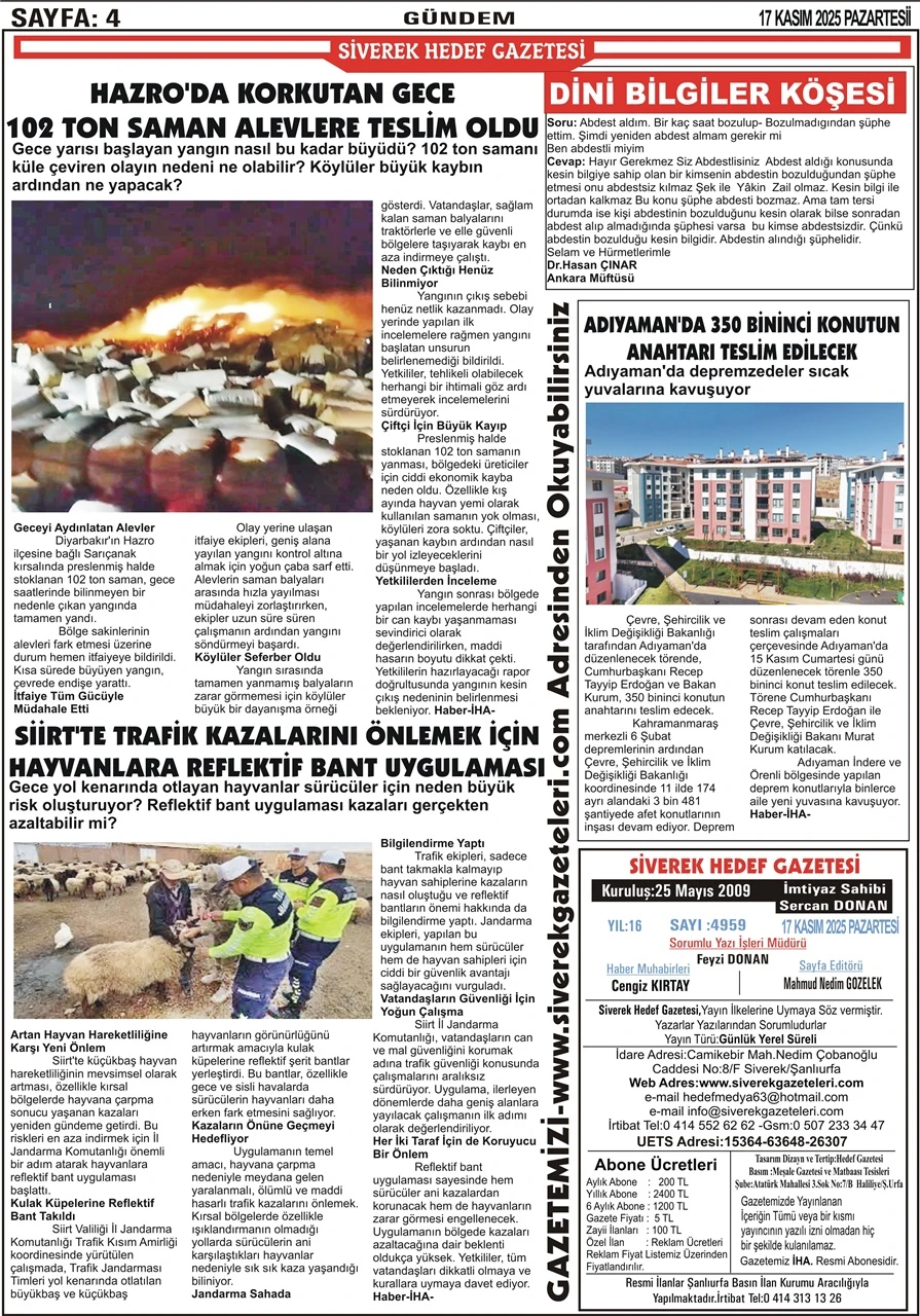 17.11.2025 Tarihli Gazetemiz