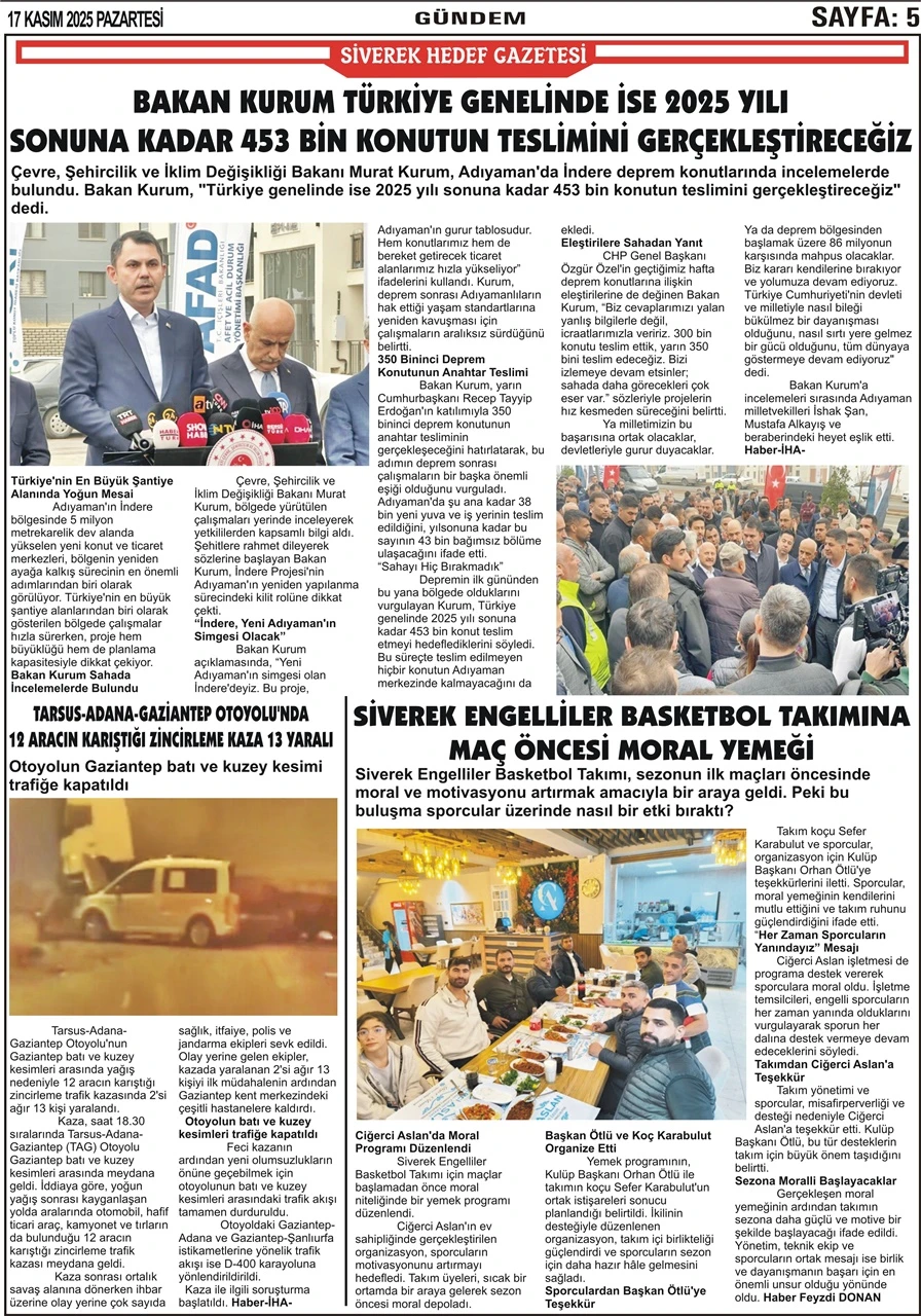 17.11.2025 Tarihli Gazetemiz