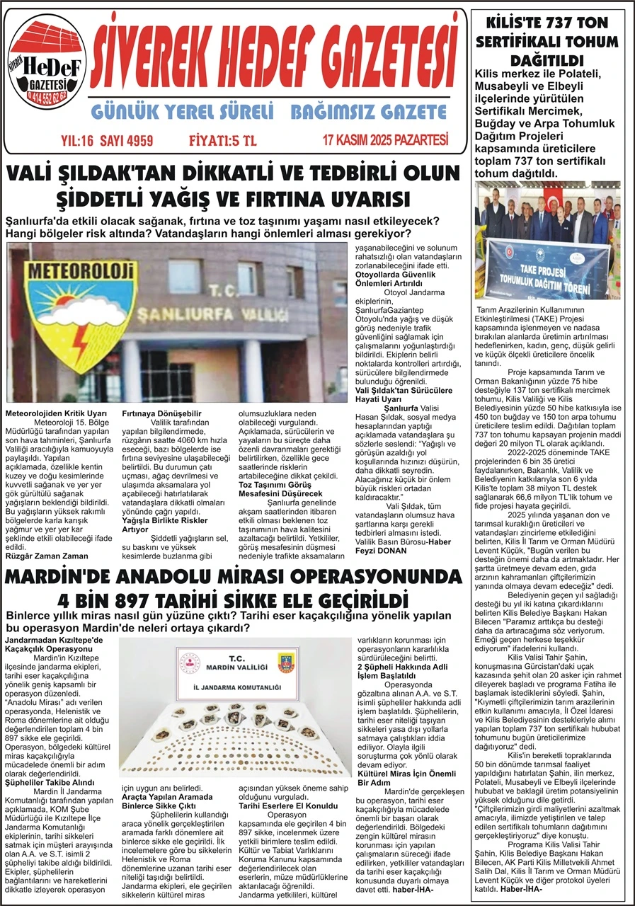 17.11.2025 Tarihli Gazetemiz