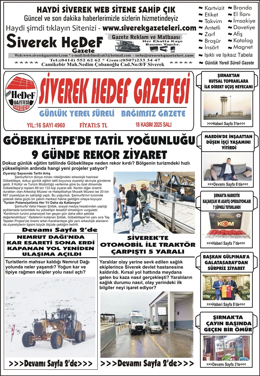 18.11.2025 Tarihli Gazetemiz