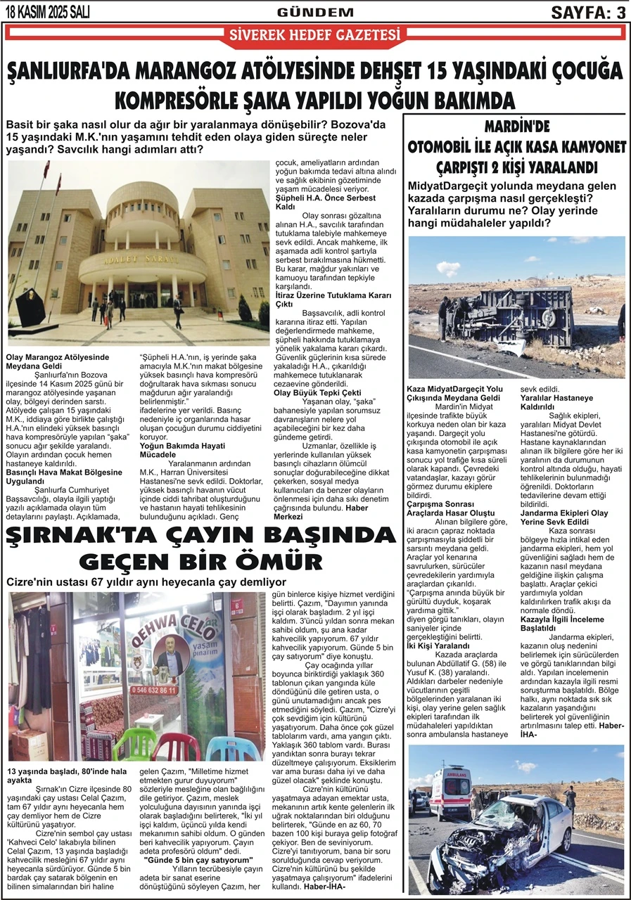18.11.2025 Tarihli Gazetemiz