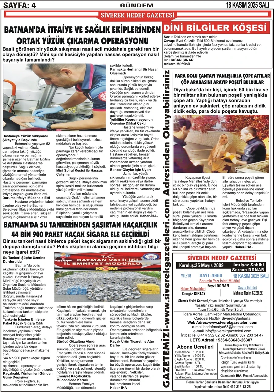 18.11.2025 Tarihli Gazetemiz