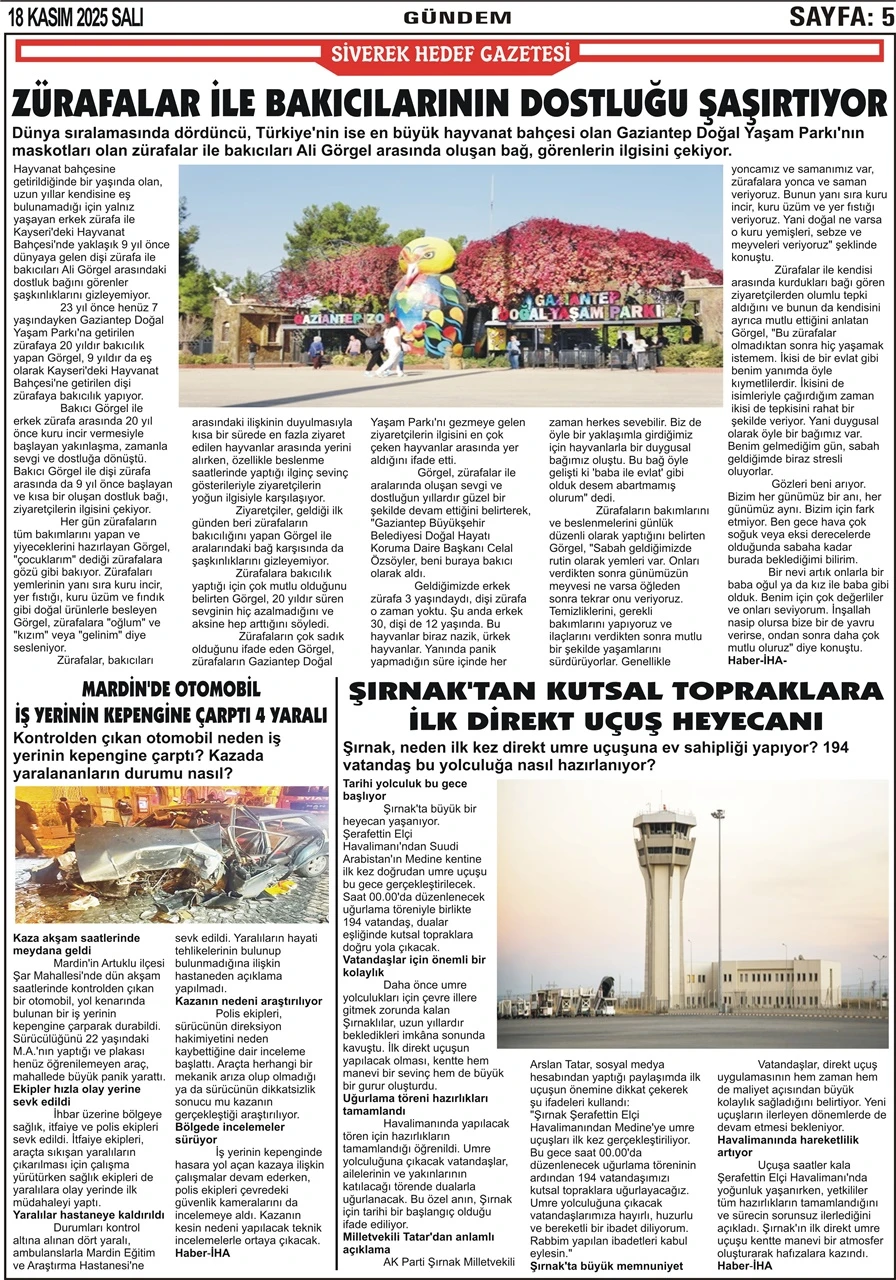 18.11.2025 Tarihli Gazetemiz