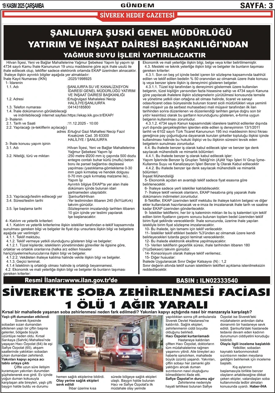 19.11.2025 Tarihli Gazetemiz