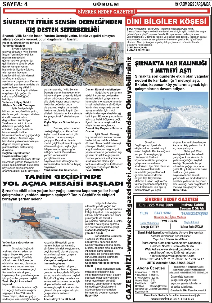 19.11.2025 Tarihli Gazetemiz