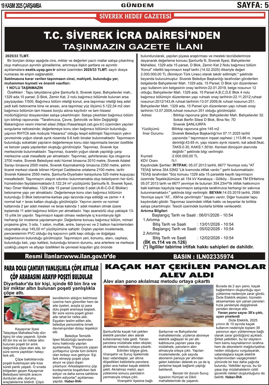 19.11.2025 Tarihli Gazetemiz