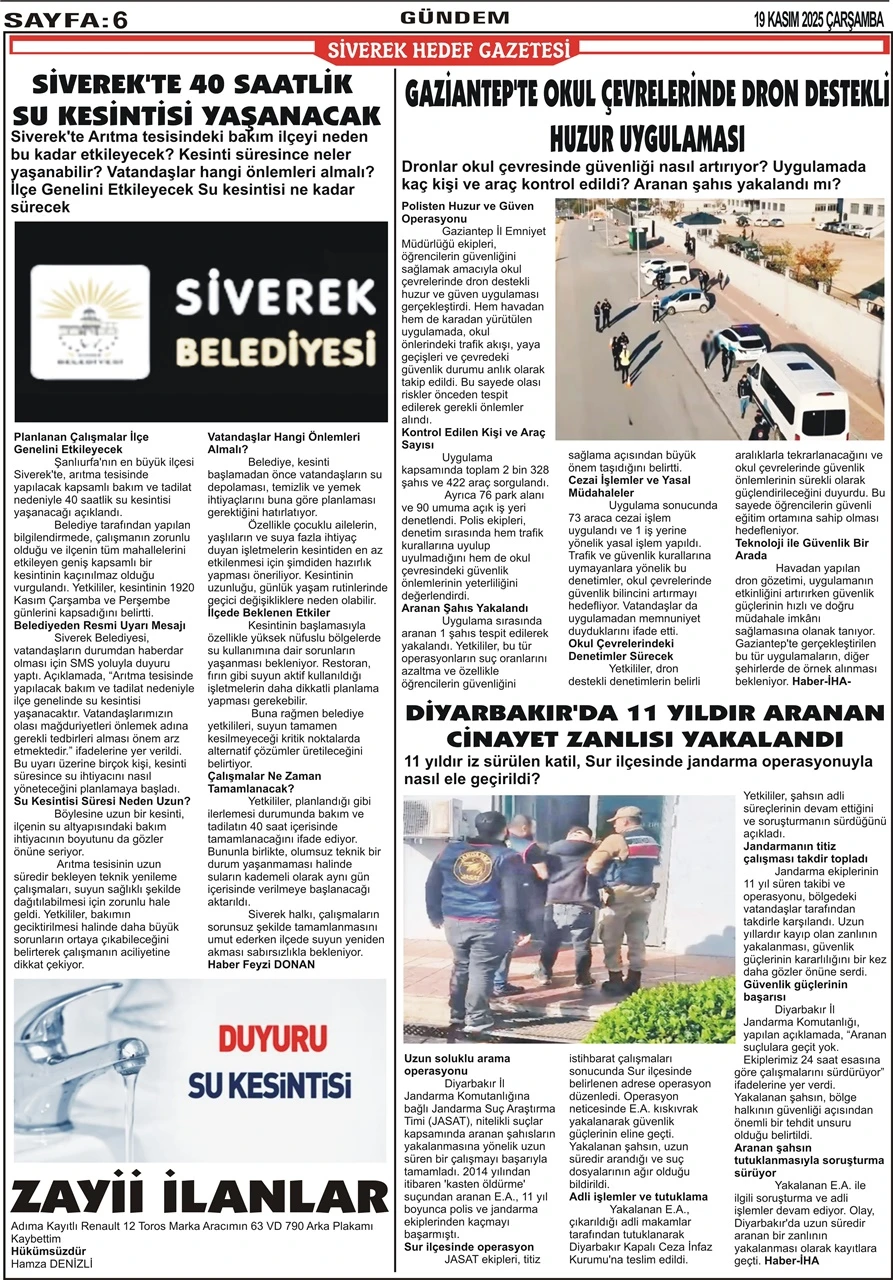 19.11.2025 Tarihli Gazetemiz