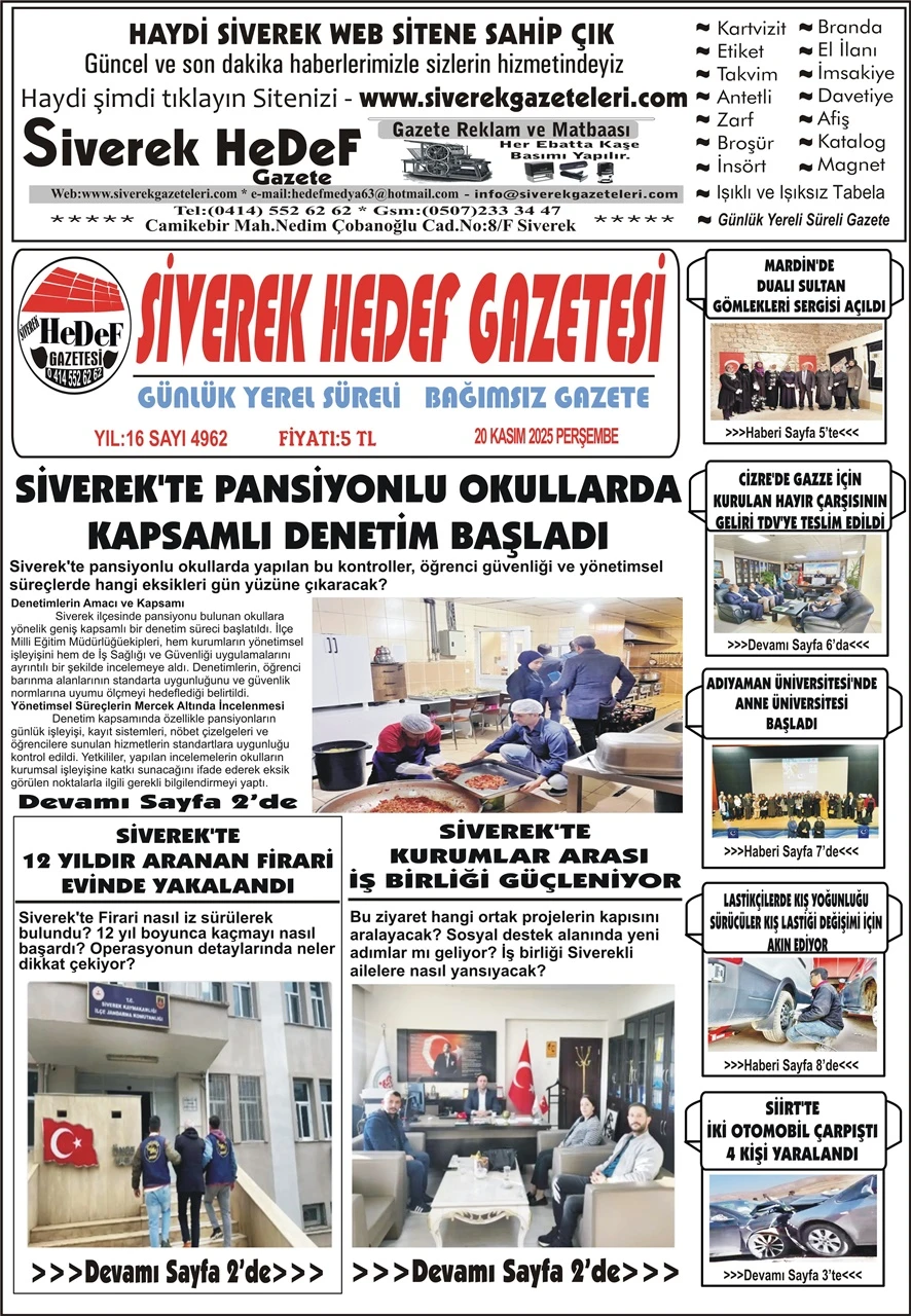 20.11.2025 Tarihli Gazetemiz