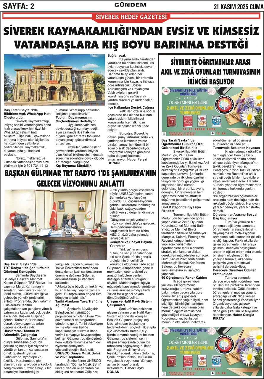 21.11.2025 Tarihli Gazetemiz