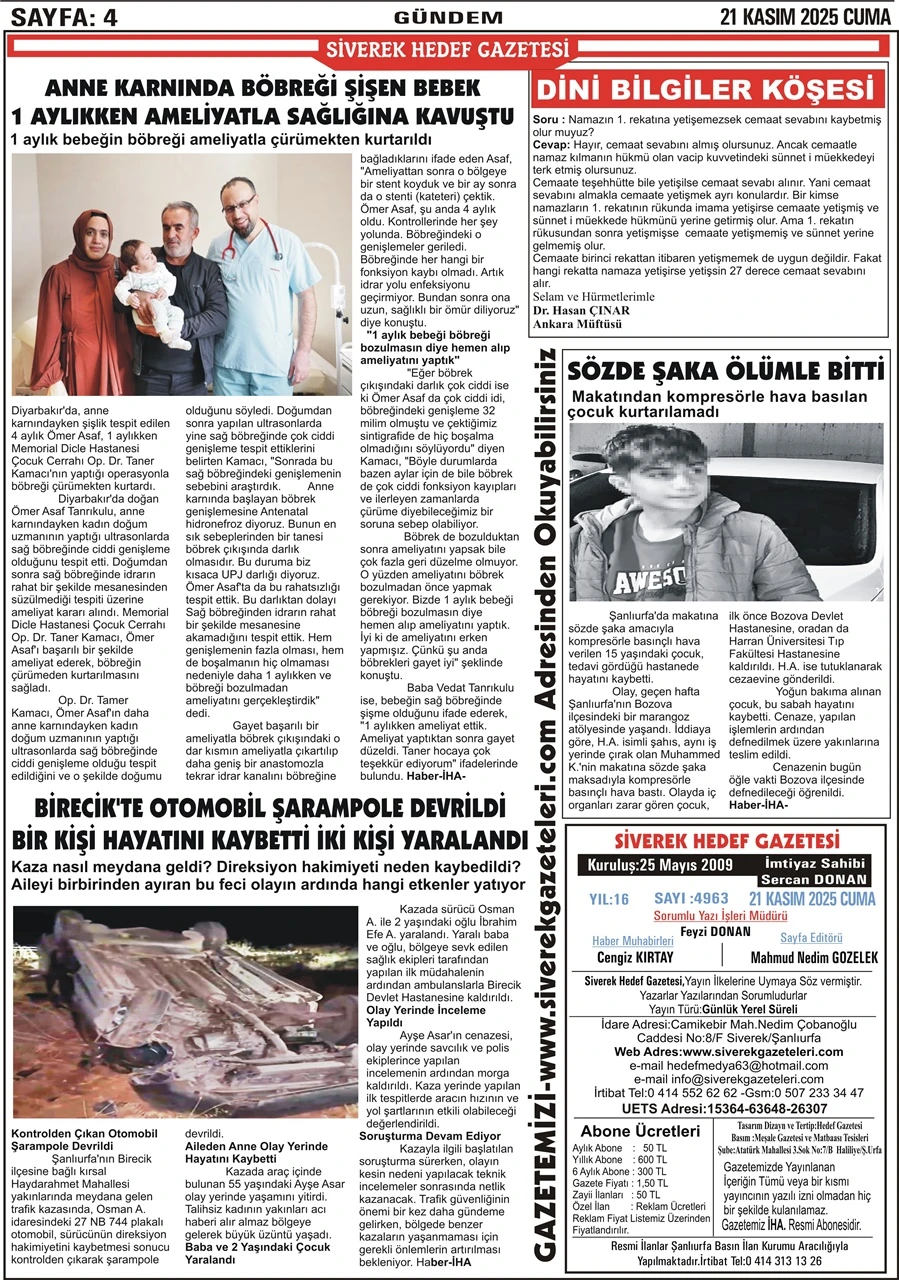 21.11.2025 Tarihli Gazetemiz