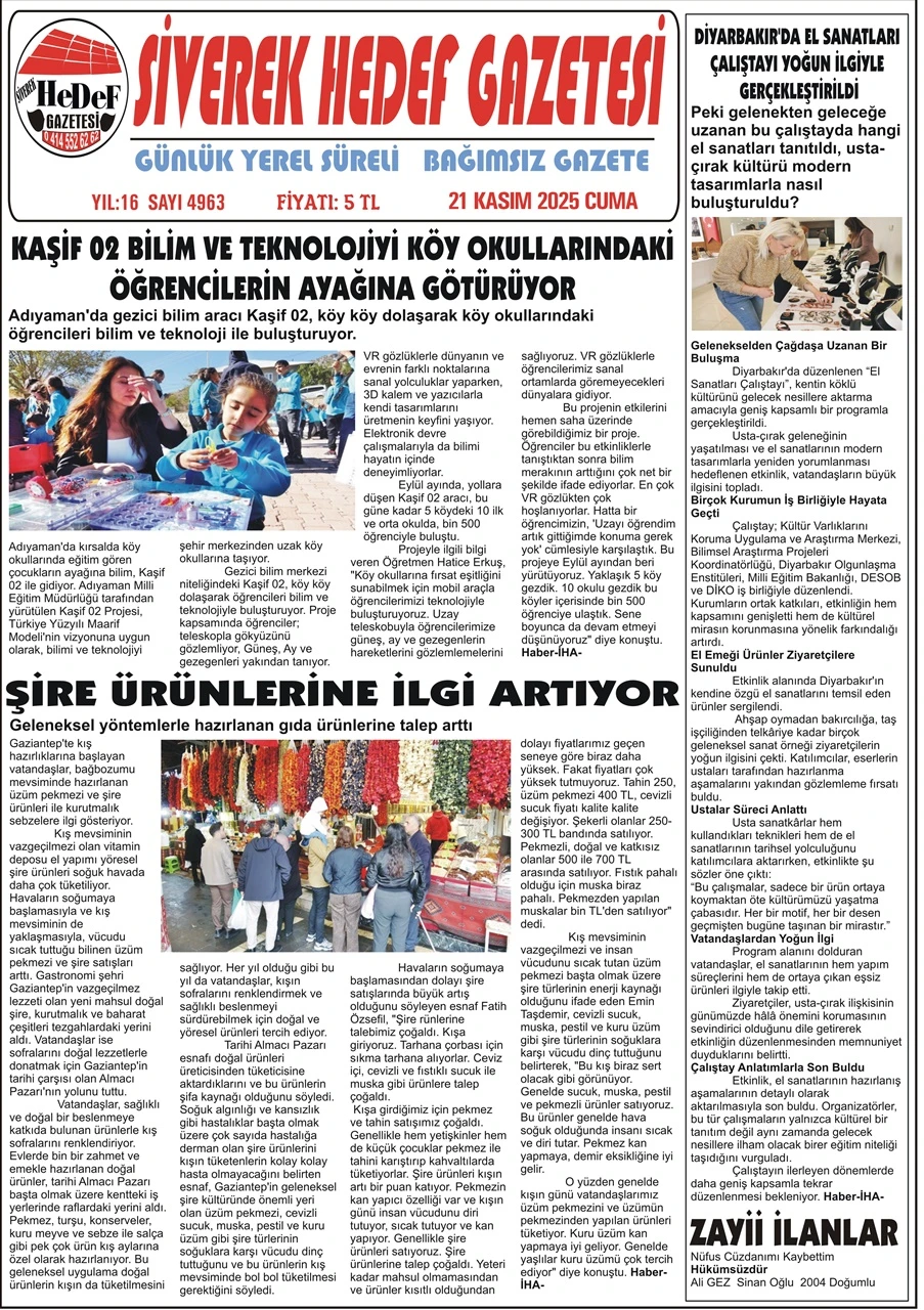 21.11.2025 Tarihli Gazetemiz