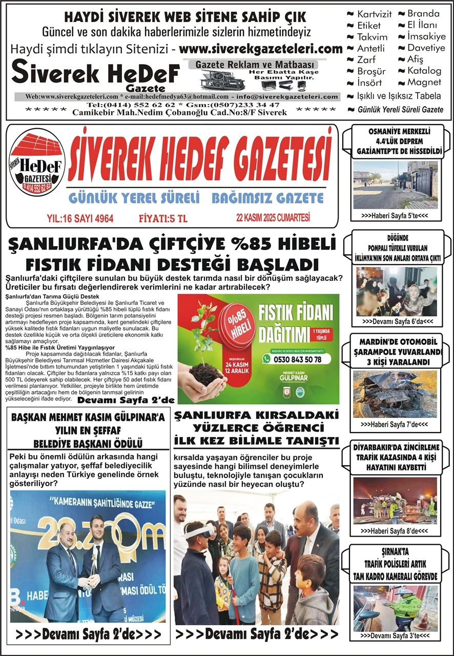 22.11.2025 Tarihli Gazetemiz