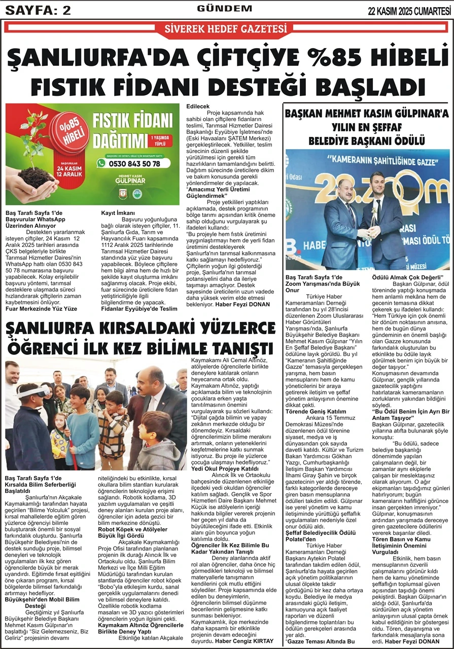 22.11.2025 Tarihli Gazetemiz