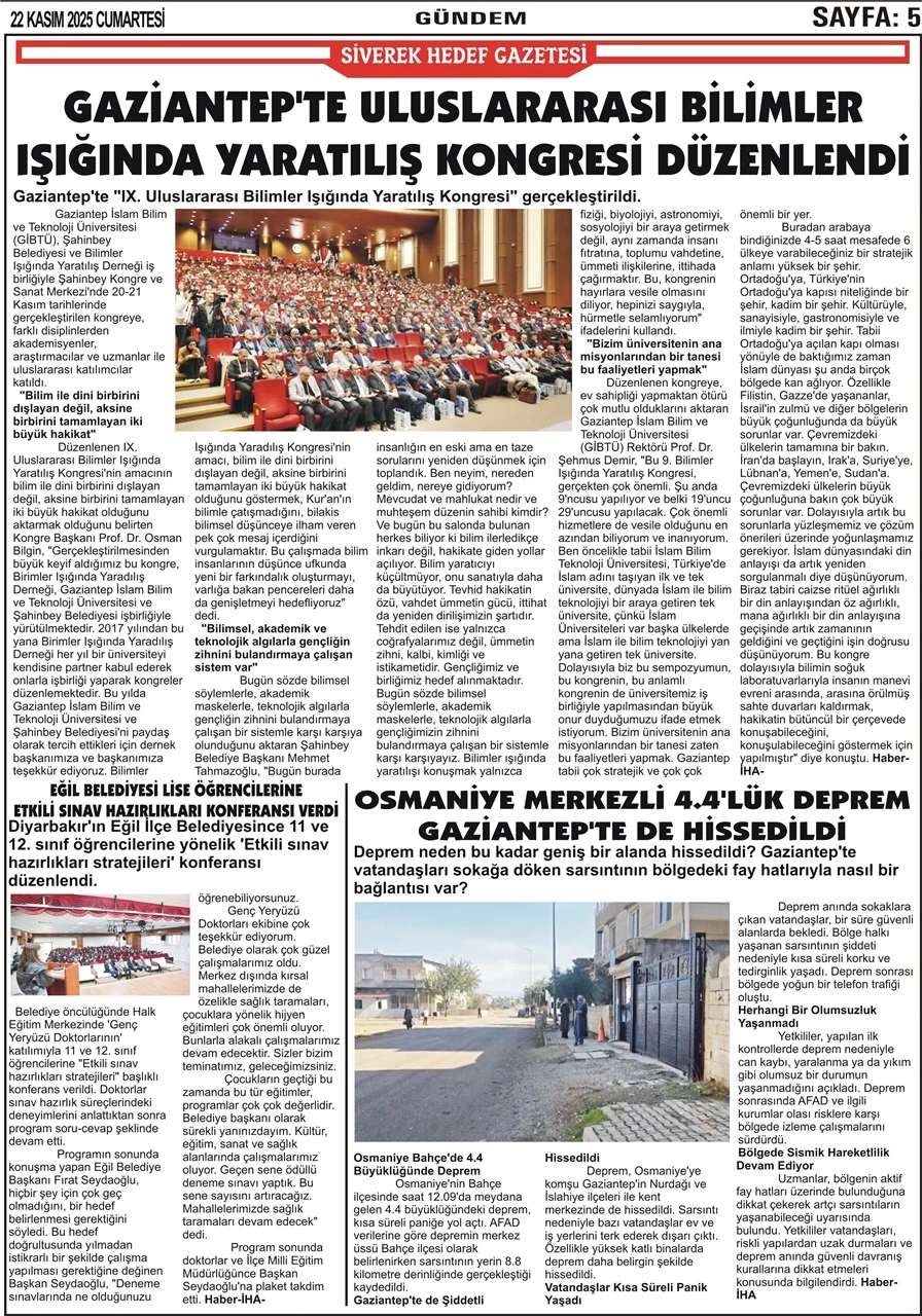 22.11.2025 Tarihli Gazetemiz
