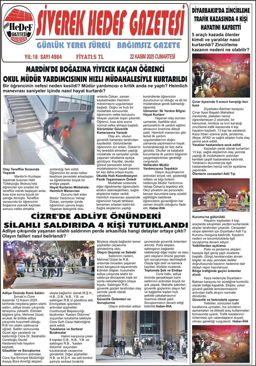 22.11.2025 Tarihli Gazetemiz