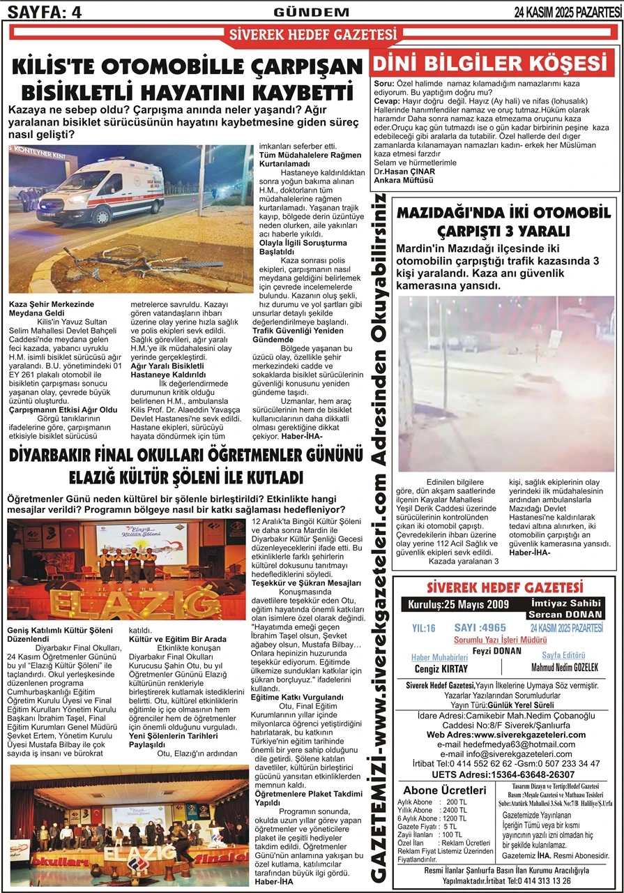 24.11.2025 Tarihli Gazetemiz