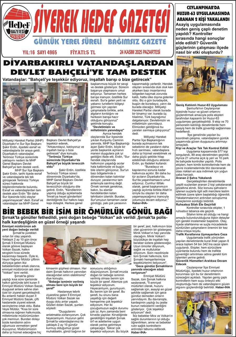 24.11.2025 Tarihli Gazetemiz