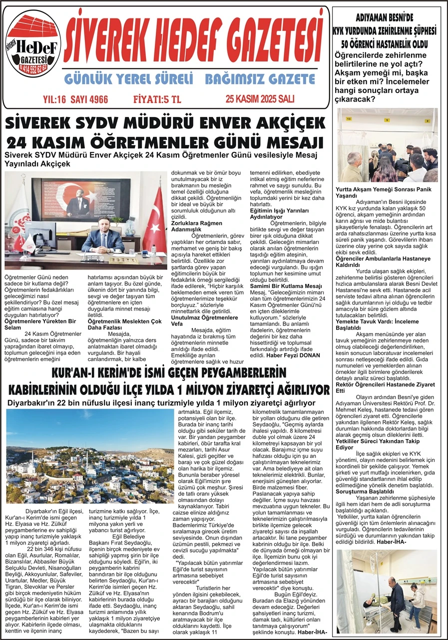 25.11.2025 Tarihli Gazetemiz