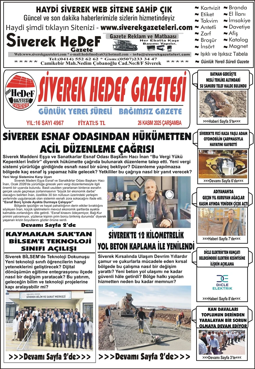 26.11.2025 Tarihli Gazetemi