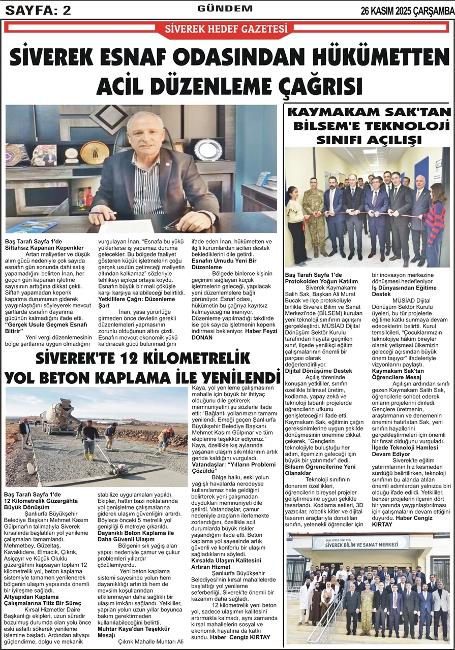 26.11.2025 Tarihli Gazetemi