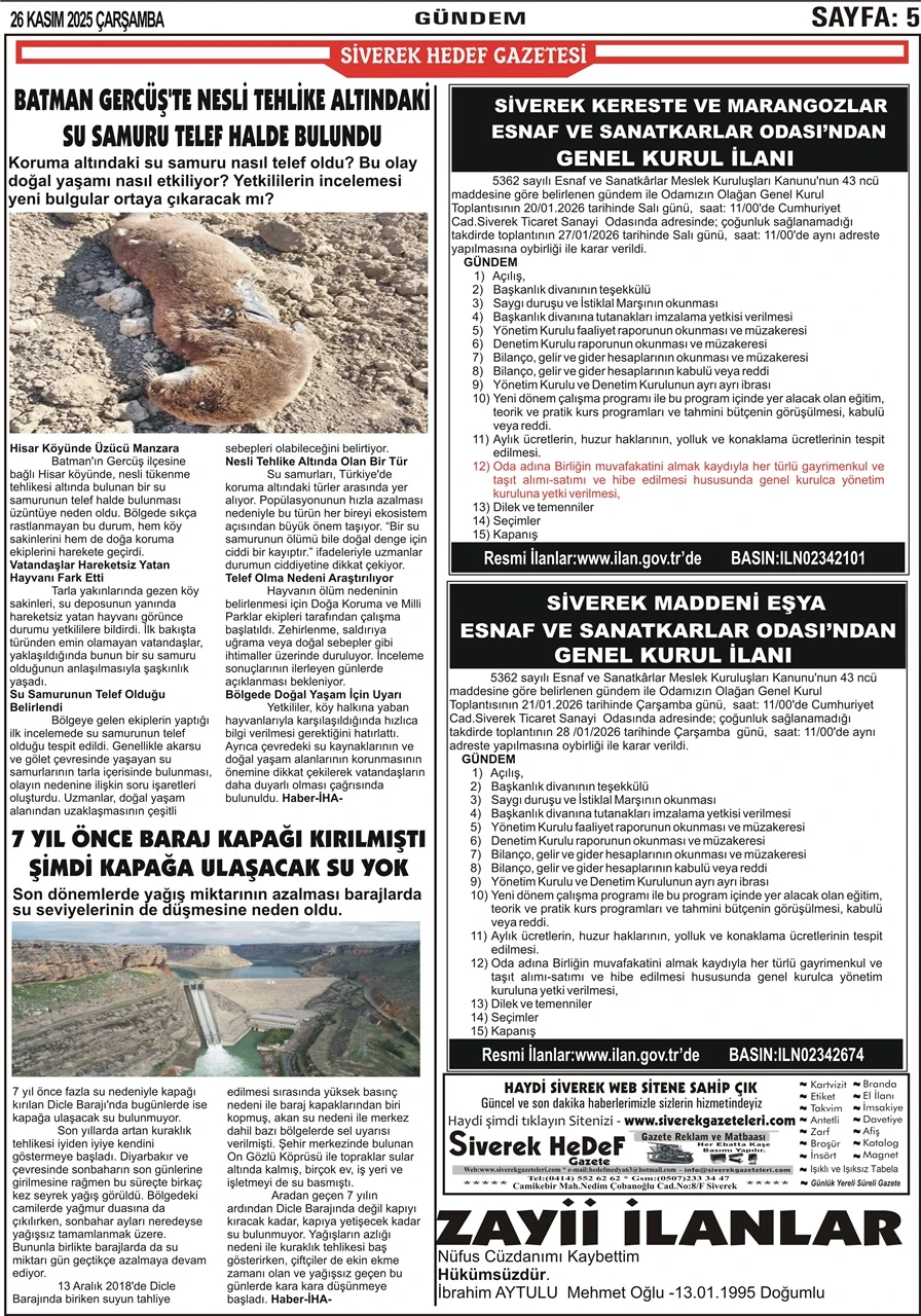 26.11.2025 Tarihli Gazetemi