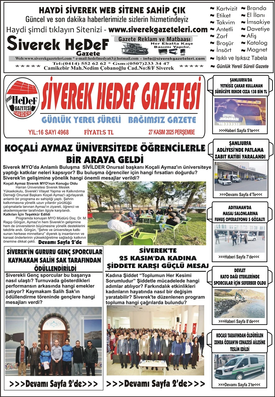 27.11.2025 Tarihli Gazetemiz