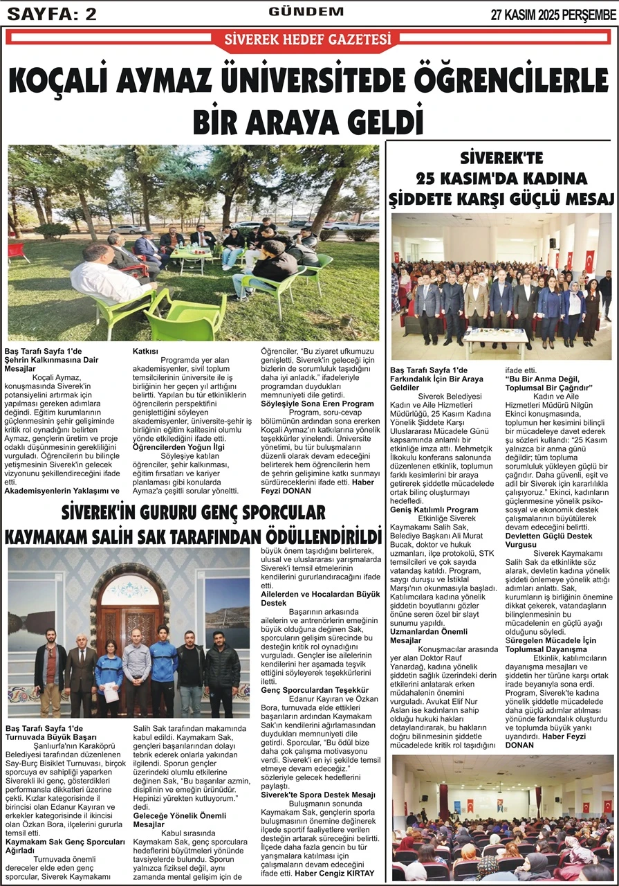 27.11.2025 Tarihli Gazetemiz