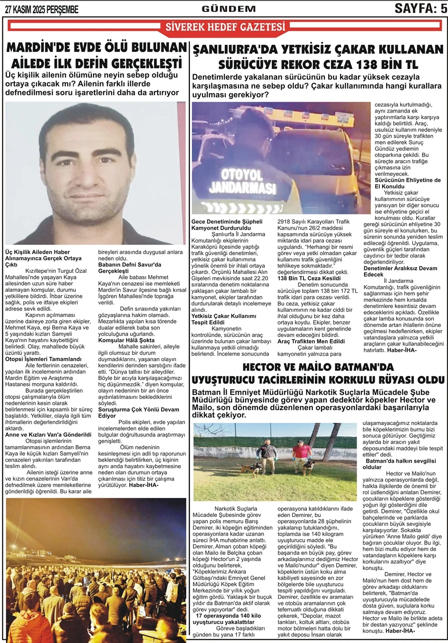 27.11.2025 Tarihli Gazetemiz