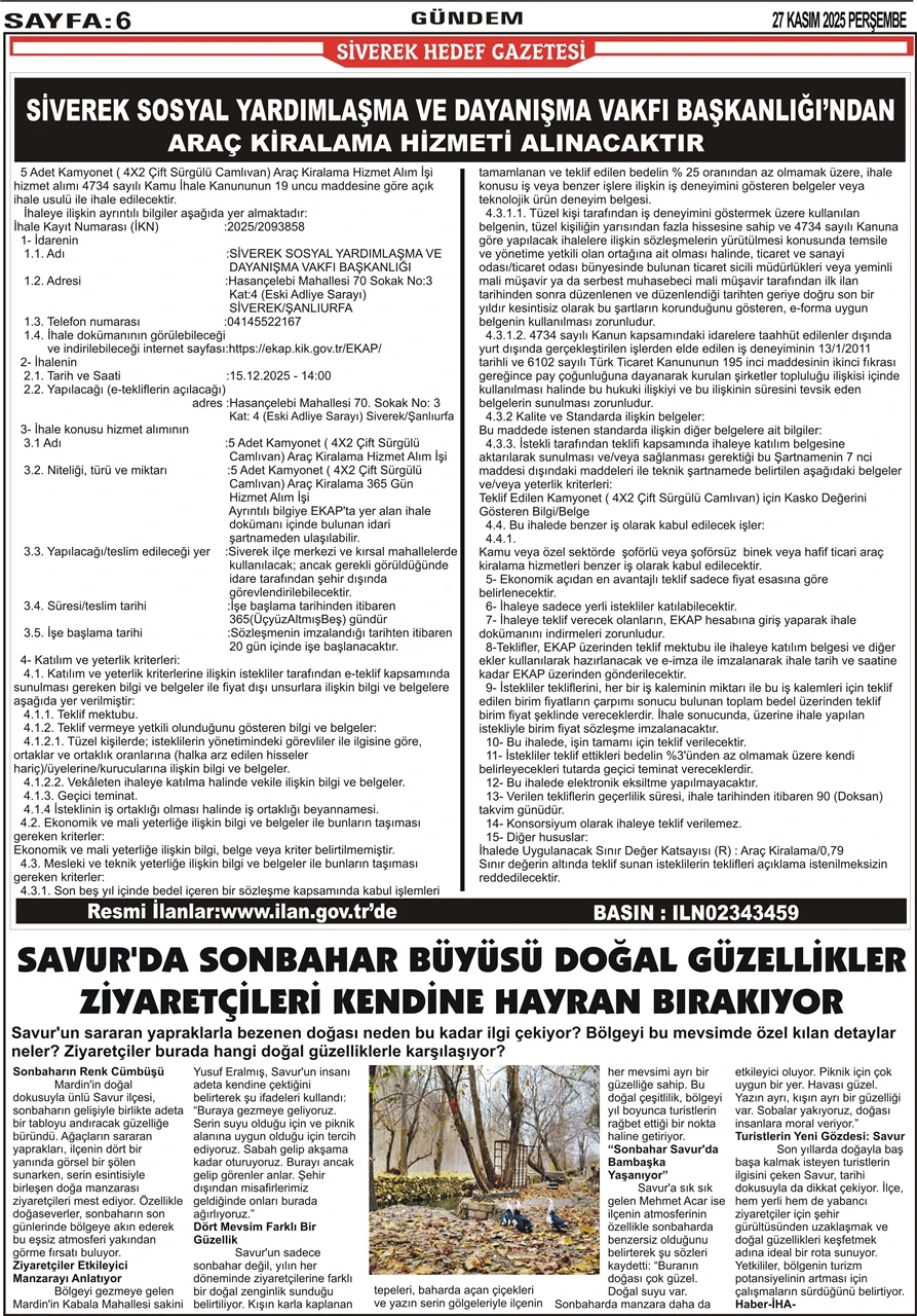 27.11.2025 Tarihli Gazetemiz