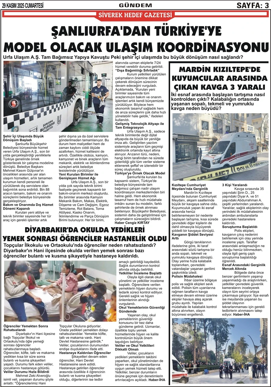 29.11.2025 Tarihli Gazetemiz