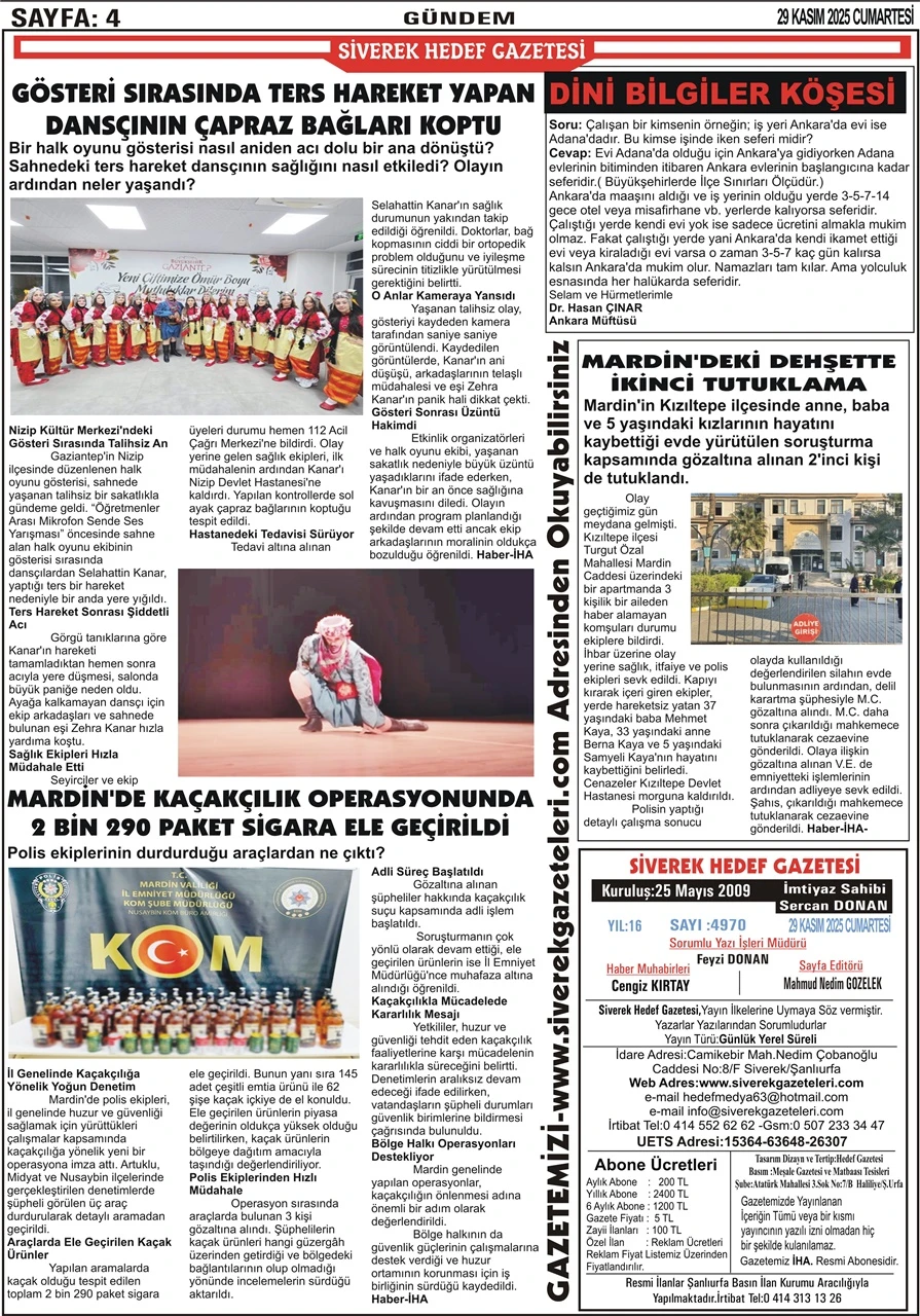 29.11.2025 Tarihli Gazetemiz